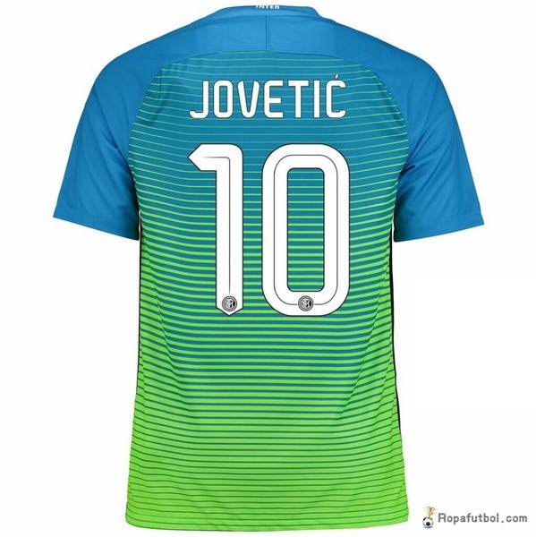 Camiseta Inter de Milán Replica Tercera Ropa Jovetic 2016/17 Azul Verde